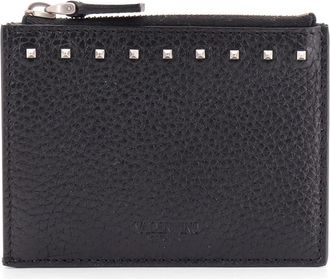 Valentino Garavani Studded Zip Cardholder - Heren - Portefeuilles - Zwart - ONE Size - Leer - Accessoires