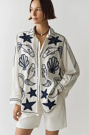 Farm Rio Fresh Fish Buttondown Shirt