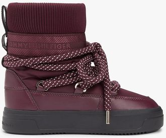 Tommy Hilfiger Womens Water-Repellent Lace-Up Snow Boot - Red - US 6.5 / EU 37