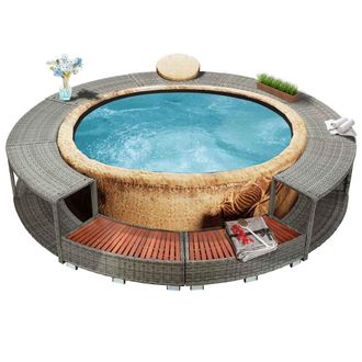 vidaXL Vidaxl - Bordo Per Vasca Da Spa In Polyrattan Grigio