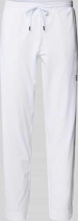 Emporio Armani Relaxed Fit Trainingshose mit Strukturmuster Modell TENNIS PRO in Weiss, Gr&ouml;&szlig;e S