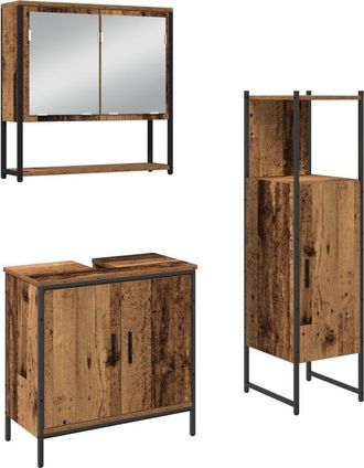 vidaXL Vidaxl - Juego de muebles de baño 3 pcs Marrón 33 x 33 x 102.5 cm