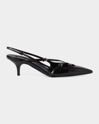 Miu Miu Multi-Buckle 55MM Leather Slingback Pumps