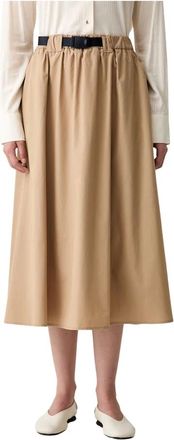 Benetton Falda midi acampanada con cintur&oacute;n - Skirts - Mujer - Beige - S