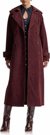 Avec Les Filles Double Breasted Faux Suede Trench Coat in Blackberry at Nordstrom, Size X-Small