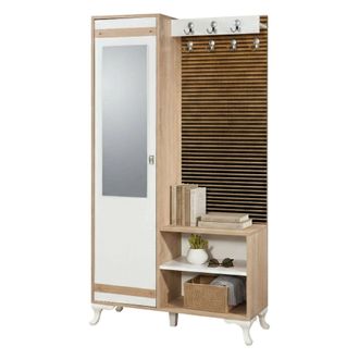 Dmora Muebles De Entrada Zephyr, Entrada Para Perchas, Composici&oacute;n Para Atrio, Consola De Almacenamiento Multifunci&oacute;n, 100x36h190 Cm, Roble, Con Embalaje Re
