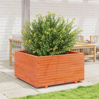 Berkfield Home Beautiful Garden Planter Wax Brown 90x90x49.5 cm Solid Wood Pine