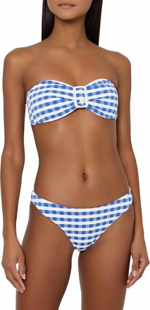 Milly Margot Jacquard Cottage Bandeau Bikini Top In Blue