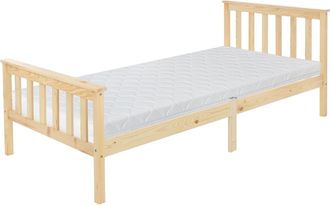 ML Design Ml-design - Cama Infantil De Madera De Pino Color Natural Con Colch&oacute;n 90 X 200 X 16 Cm De Espuma Fr&iacute;a Hipoalerg&eacute;nico Ergon&oacute;mico Estructura De Listones