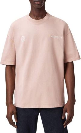 AllSaints Emblem Cotton Graphic T-Shirt in Sunbaked Pink at Nordstrom, Size Xx-Large