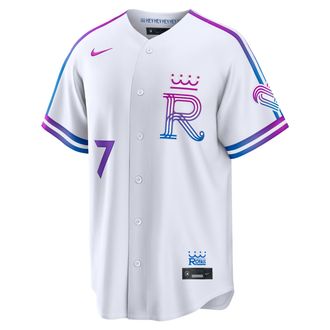 Nike Bobby Witt Jr. Kansas City Royals City Connect Nike Mens MLB Stadium Jersey in Blue | RE260H3ERO9-KQV