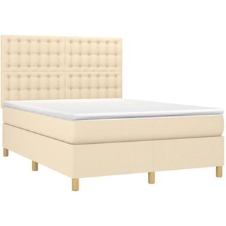 vidaXL Vidaxl - Cama Box Spring Colch&oacute;n Y Luces Led Tela Crema 140x200 Cm