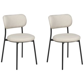 Beliani Beliani - Conjunto De 2 Sillas Modernas Asientos Tapizados Poli&eacute;ster Patas De Metal Para Comedor Cocina Beige Casey