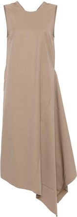 Uma Wang V-back draped dress - women - Cotton/Viscose - S - Brown