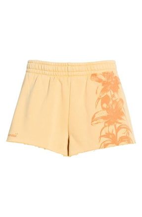 PacSun Hawaii Floral Mini Shorts in Caramel Yellow at Nordstrom, Size Xx-Small
