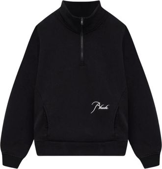 Rhude Quarter-Zip Sweatshirt - Heren - Sweatshirts & Hoodies - Zwart - Maat: M Katoen