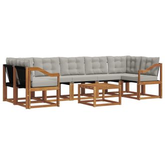 vidaXL Conjunto De Sof&aacute;s De Exterior 8 Pcs Gris Natural Y Claro Vidaxl