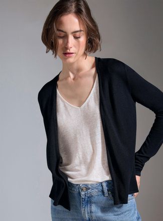 Contemporaine Womens Fluid-knit open-front Cardigan Sweater