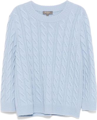 N.Peal Maglione girocollo Emilia con trecce - Blu