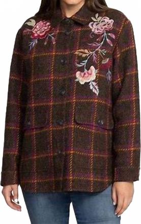 Johnny Was Garnet Plaid Shirt Jacket In Red