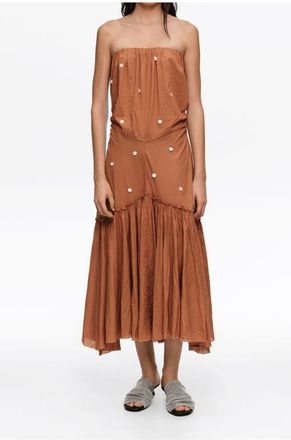 Bimba & Lola Ruched Strapless Dress in Toffee at Nordstrom, Size Large Eu