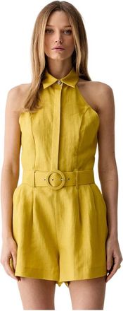 Vicolo Linnen Jumpsuit - Dames - Jumpsuits & Playsuits - Geel - Maat: S Linnen