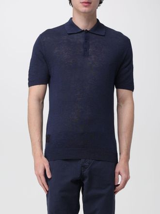 Blauer Polo in lino e cotone Blauer