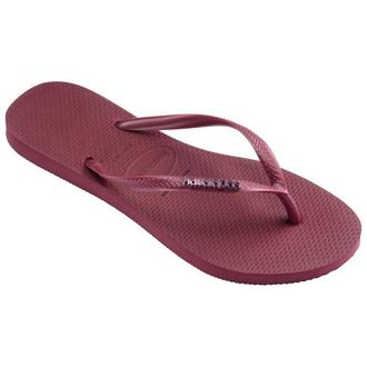Havaianas Slim Logo Metallic Sandalen f&uuml;r Damen | rot/lila