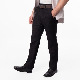 Fendi Black Linen FF Jacquard Pants, Brand Size 46 (Waist Size 30)