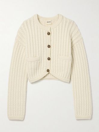 Khaite Cardigan In Misto Cashmere E Mohair A Trecce Balser - Crema