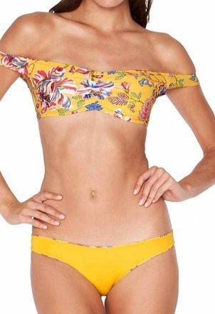 L*Space Pacific Bloom Ziggy Bikini Top In Sunshine Gold