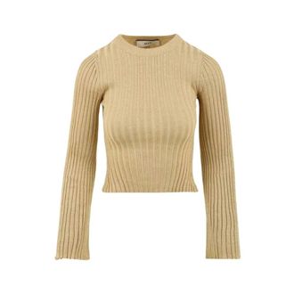 Akep Lurex Basic Sweater - Dames - Ronde hals truien - Bruin - S - Truien & Vesten