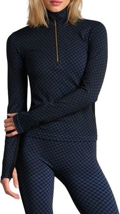 Rhone Houndstooth Seamless Half-Zip Pullover in Navy Blue Hounds at Nordstrom, Size X-Small