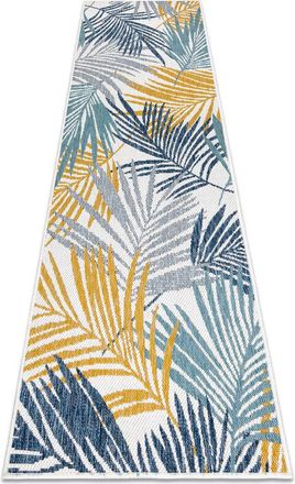 RugsX Rugsx - Carpet, runner sisal cooper Leaves 22258 ecru / navy multicolour 60x300 cm