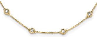 Diamond2Deal 14k Yellow Gold 1 Ct Lab Grown Diamond Sixteen Station Necklace 16 Clarity VS, Color D-E