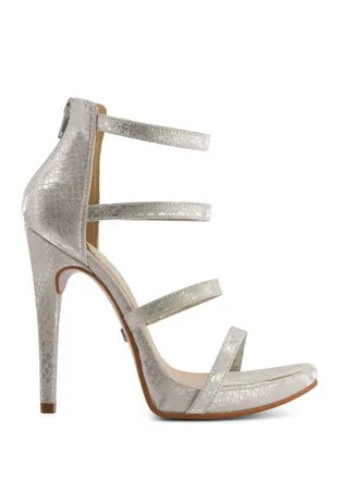 Andrea Womens Premium High Heels Stiletto Sandal In Silver
