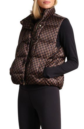 Rhone Water Repellent Houndstooth Check 650 Fill Power Down Vest in Chestnut Brown Houndstooth at Nordstrom, Size Medium