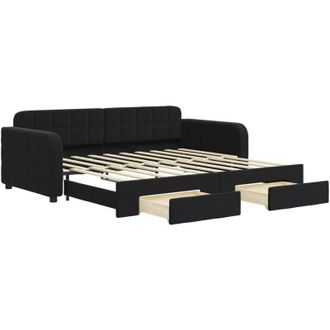 vidaXL Sof&aacute; Cama Nido Con Cajones Terciopelo Negro 90x190 Cm Vidaxl