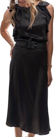 Lilla P Ruffle Sleeve Boatneck Blouse In Black