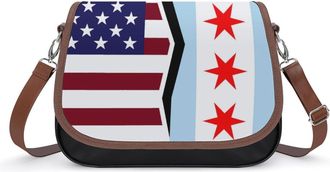 Generic US & Chicago Flag Fashion Womens Crossbody Bags Novelty Handbag Shoulder Bag Purse