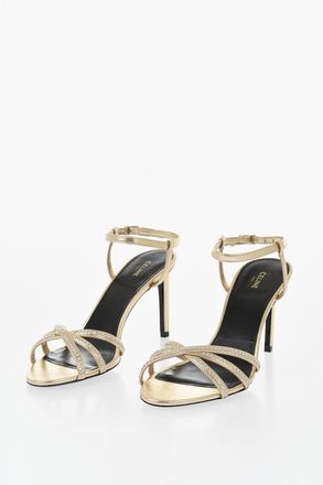 Celine Laminated Leather Sandals with Rhinestones 9cm Celine