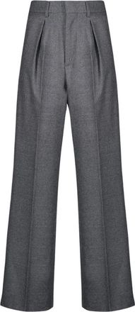 Maison Margiela Wijde Wolbroek - Dames - Wijde Broeken - Grijs - XS - Wol - Broeken