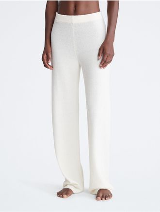 Calvin Klein Womens Sweater Lounge Plush Sleep Pants - White - XL