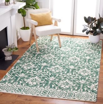Safavieh Dip Dye Hand Made Area Rug, Dark Green / Ivory Traditional Style Non Shedding
