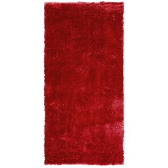 Beliani Beliani - Alfombra Roja 80 X 150 Cm Poli&eacute;ster Hecho A Mano Pelo Largo Evren