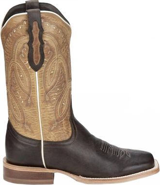 Tony Lama Womens Gabriella Western Boot In Espresso Brown/ Tan