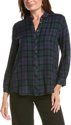 Johnny Was Petite Velvet Back Oversized Shirt