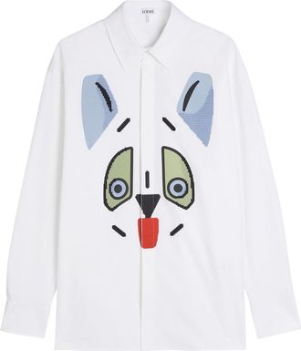Loewe Embroidered and Printed Cotton Shirt - White - XL