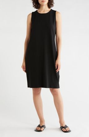 Eileen Fisher Jersey Shift Midi Dress in Black at Nordstrom Rack, Size Xx-Small