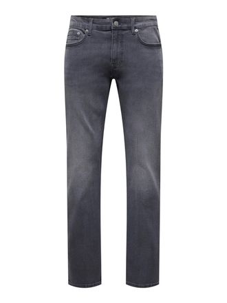 Only & Sons Regular-fit-Jeans ONLY & SONS ONSWEFT REG. JAX BOX PIM DNM, Herren, Gr. 28, L&auml;nge 32, dunkelgrau denim, Denim/Jeans, Obermaterial: 50% Baumwolle, 30% 